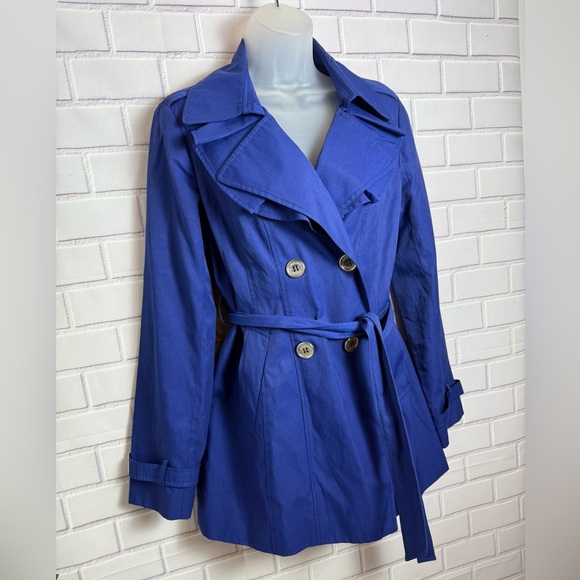 Express Women's Blue Double-Breasted Trench Coat Size SP - Picture 4 of 12